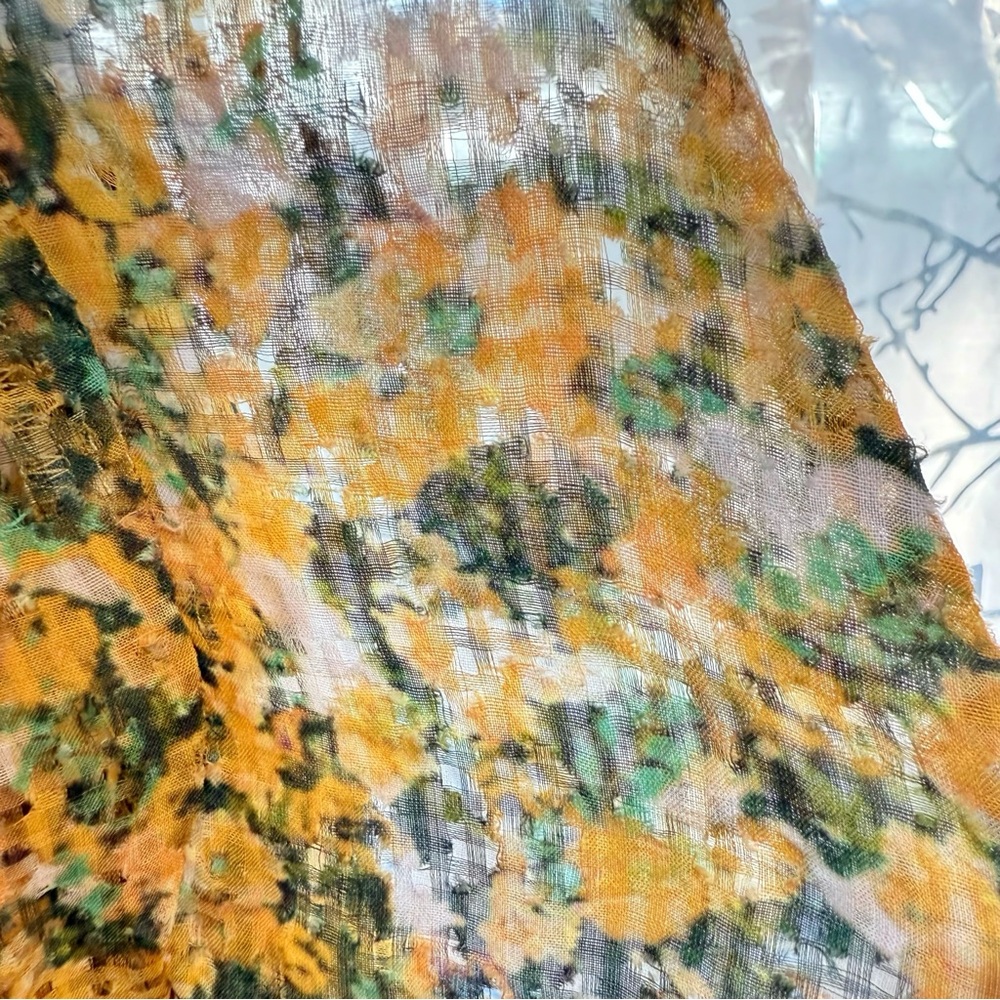ISABEL MARANT GREEN YELLOW WHITE FLORAL PRINT RUFFLE SIDE TIE WRAP MINI SKIRT - Picture 5 of 15